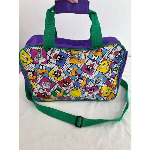 Looney Tunes Vintage Kids Duffel Bag 1995 Bugs Bunny Daffy Duck Sylvester - Picture 1 of 10